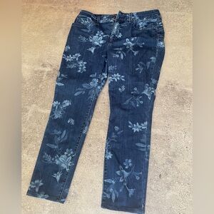 Seven7 Denim Leggings Women Blue With Floral Flowers, Size 8 Stretch